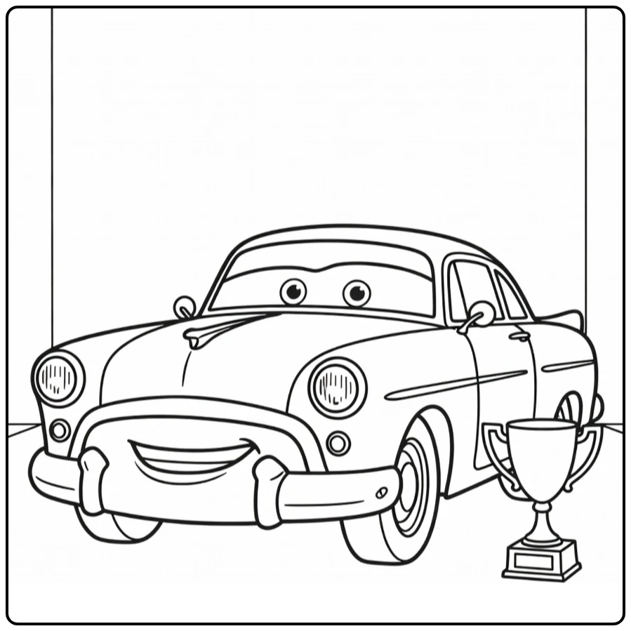 doc Hudson Vintage Car and Beker coloring page