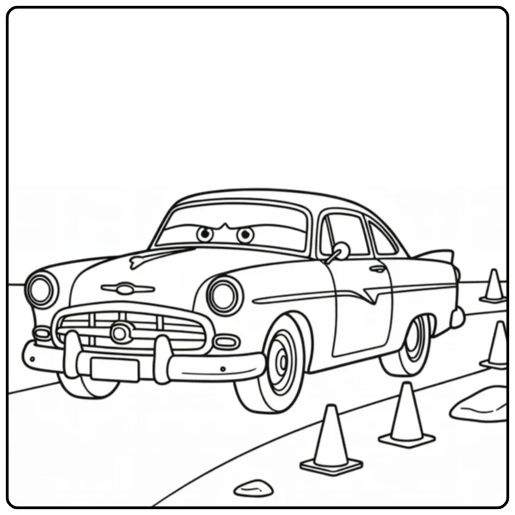 doc Hudson on Trainingsbaan with Cones coloring page