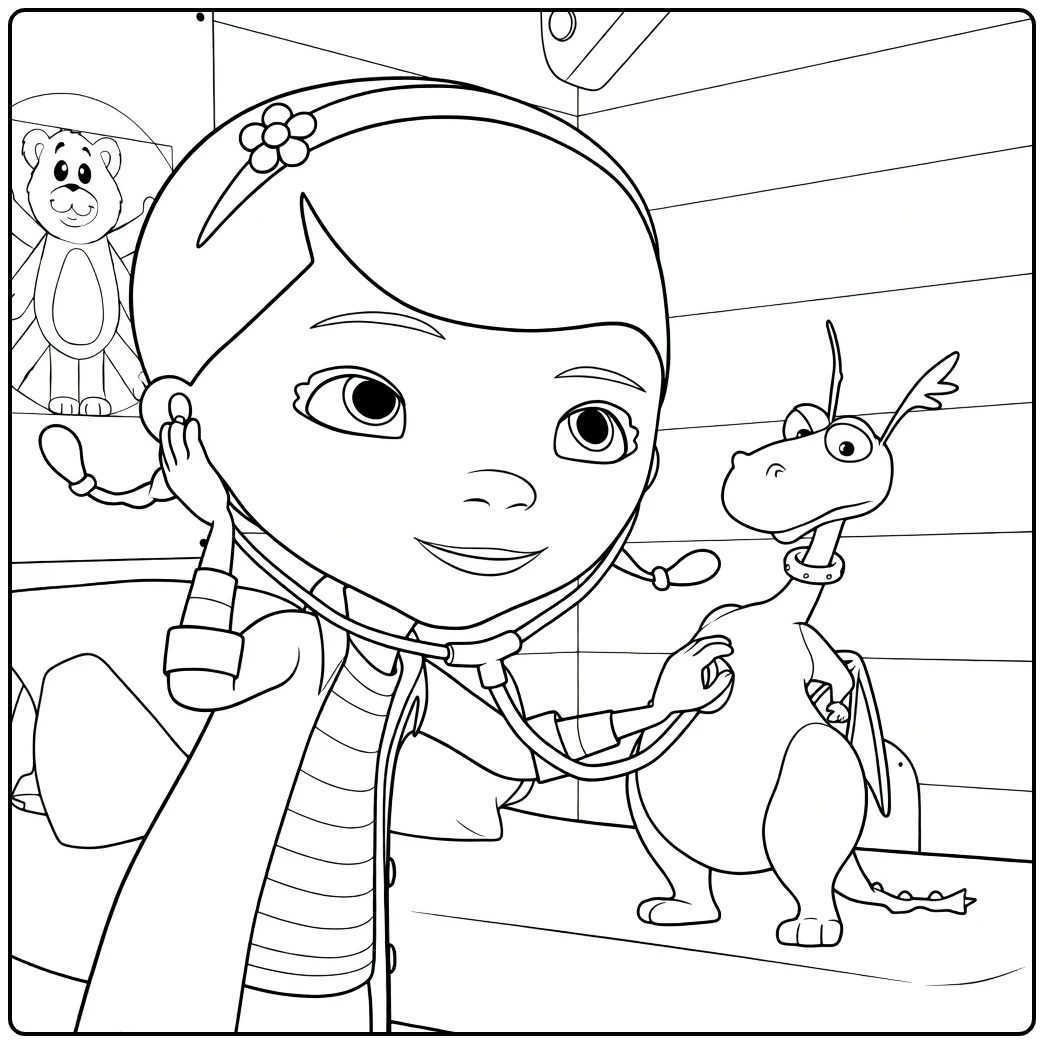 doc McStuffins Doc with Stethoscoop coloring page