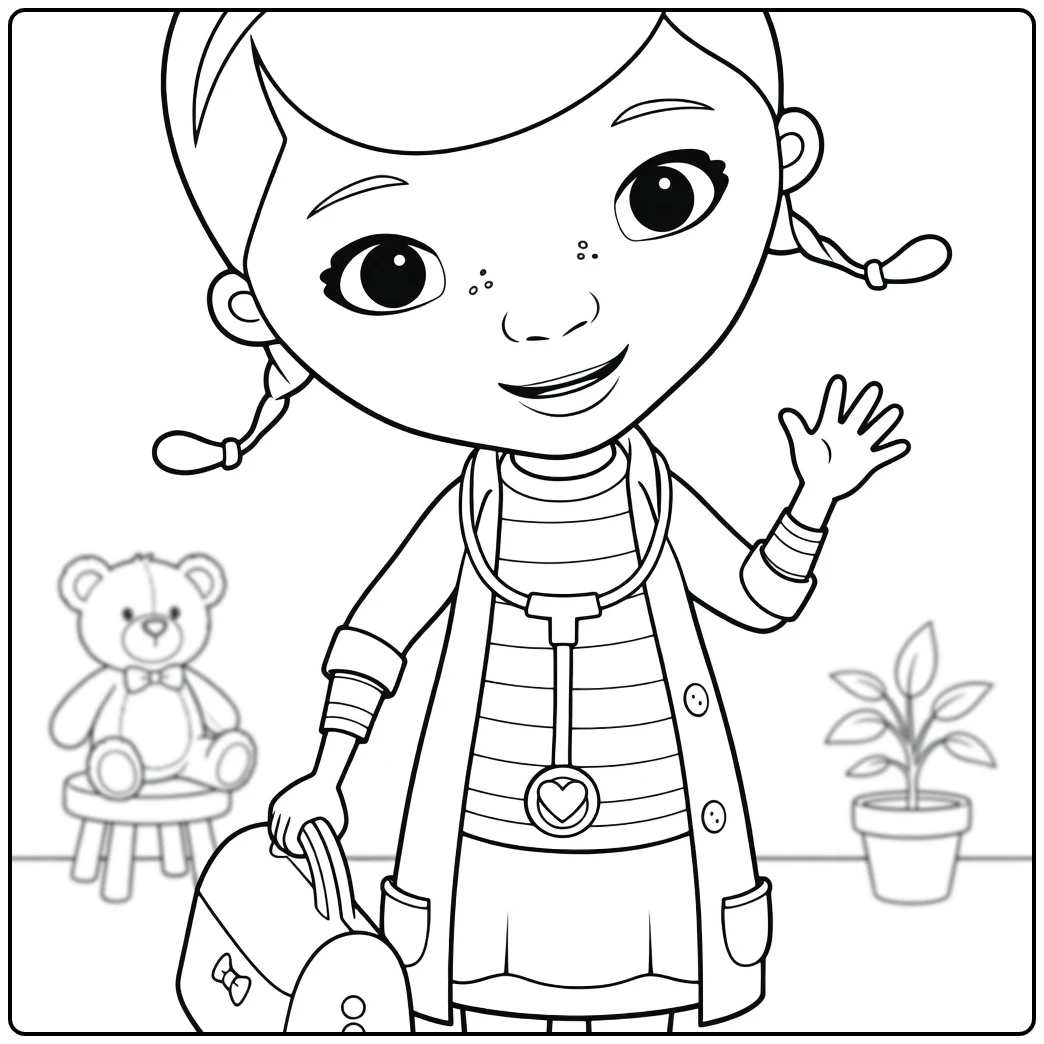 doc McStuffins with Teddybeer coloring page