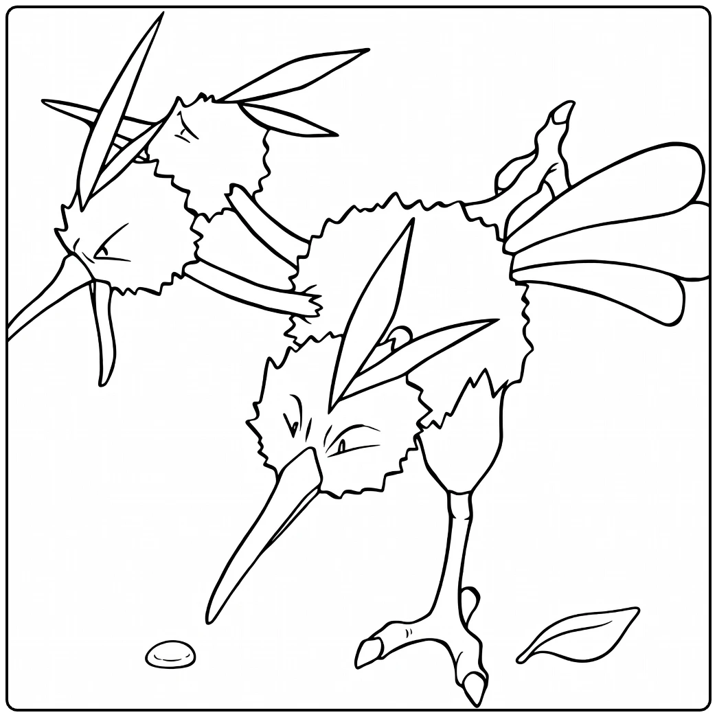dodrio Drie Koppen with Zaadje coloring page