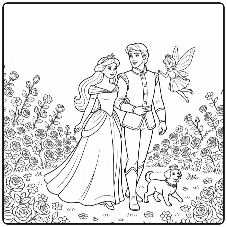 doornroosje coloring page doornroosje wandelt door betoverde rozentuin