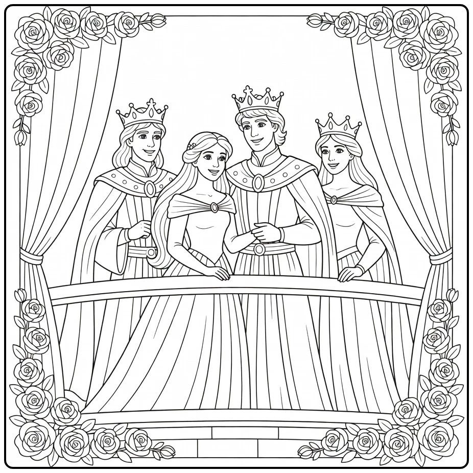 doornroosje coloring page ontwaken with prins and koninklijken