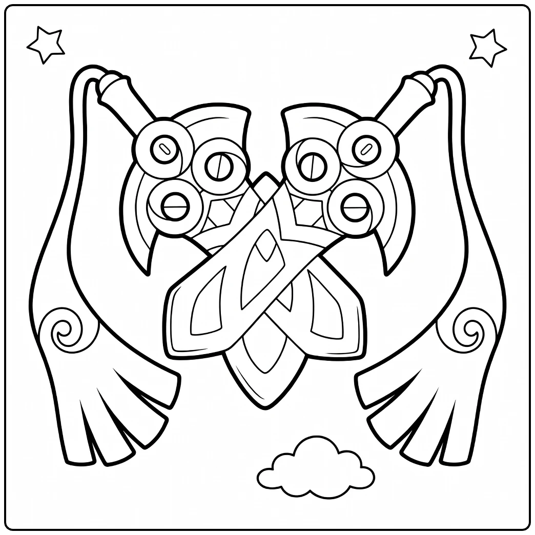 Doublade Pokemon Duo with Stars coloring page