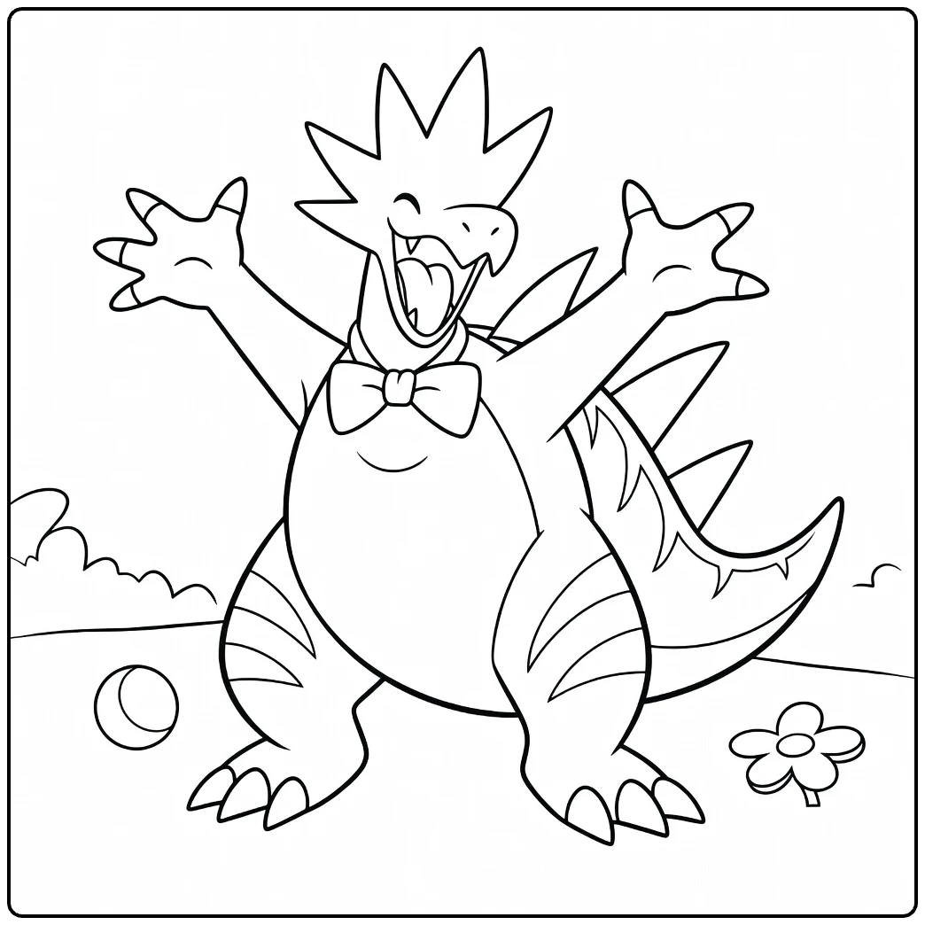 dracozolt coloring page cheerful with vlinderdas and ball
