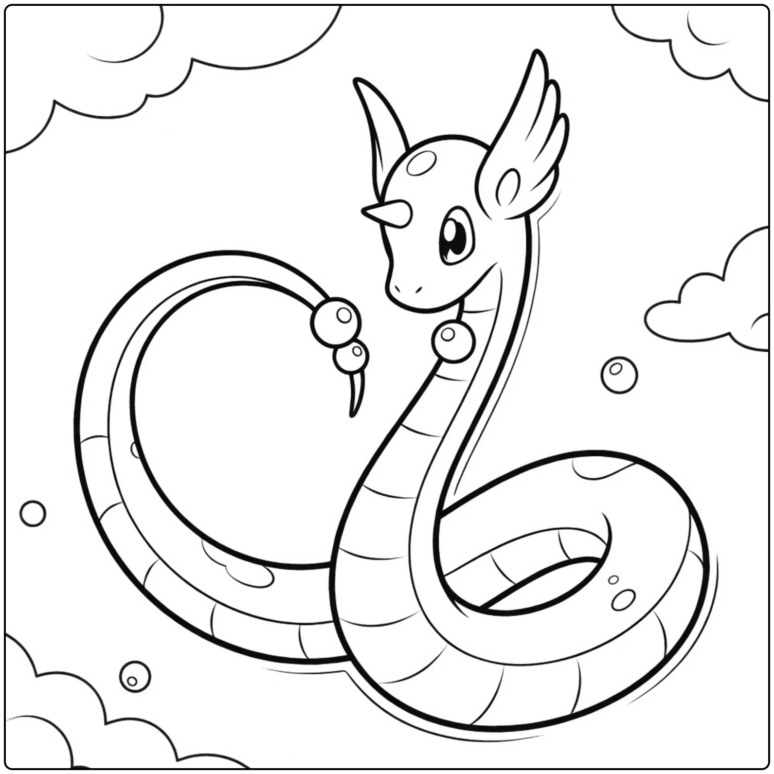 dragonair coloring page sierlijke dragon in the sky