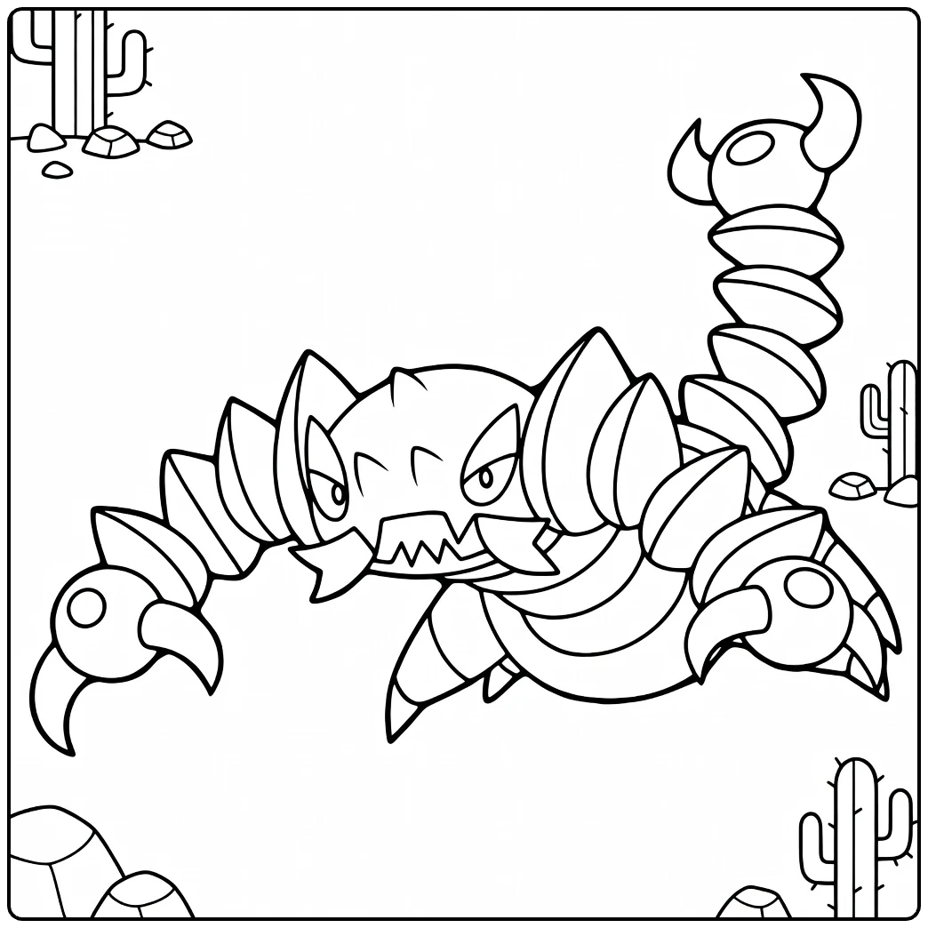Drapion Cactuses and Rocks coloring page