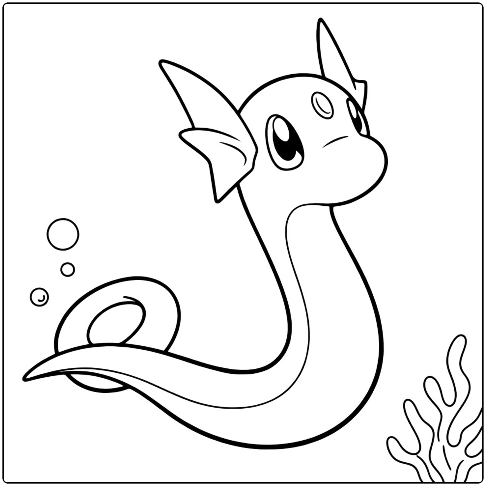 dratini coloring page underwater with zeewier