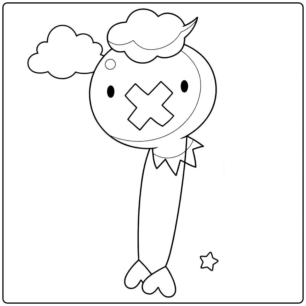 Drifloon Cloud and Star for Kids coloring page