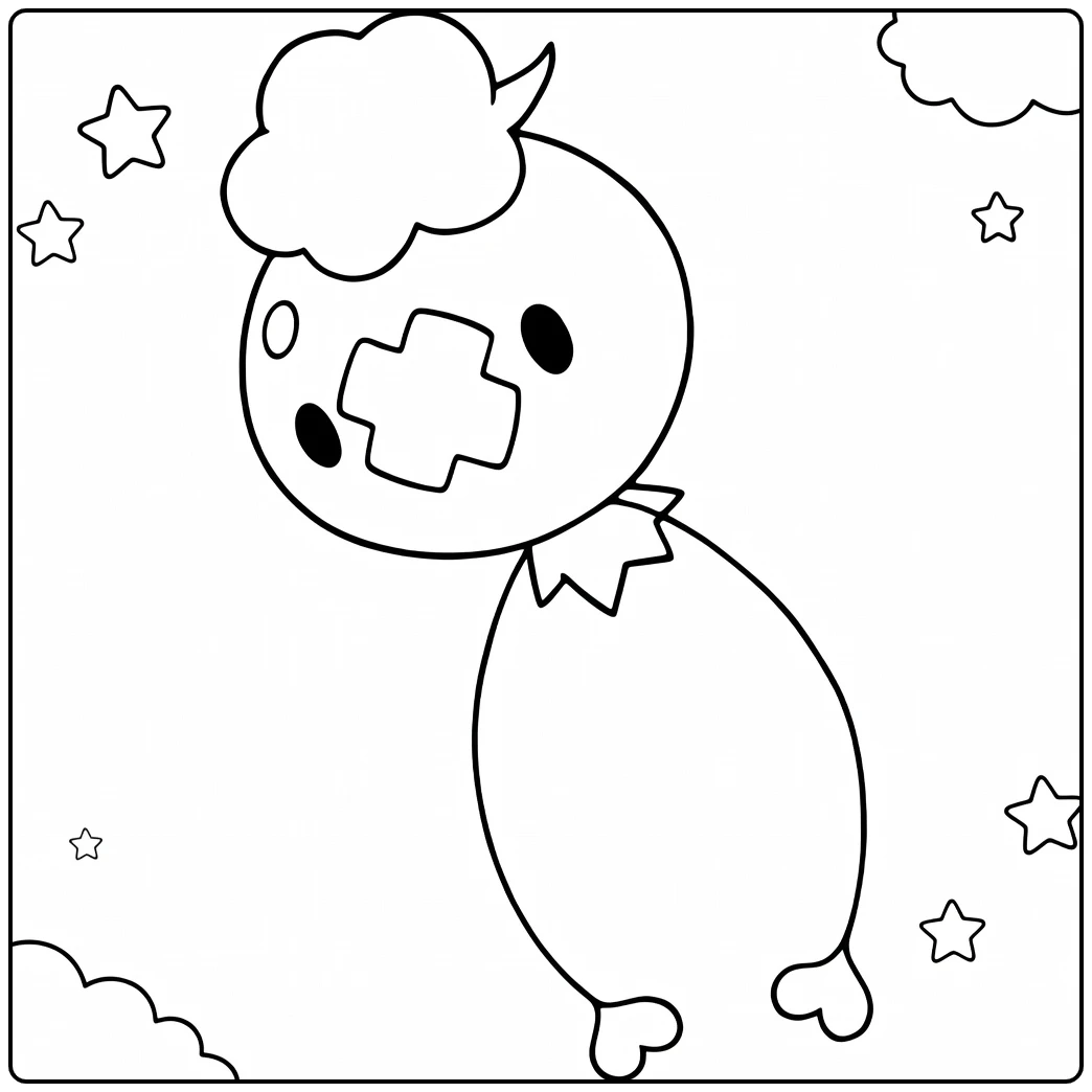 Drifloon Floating with Cloud and Little Stars coloring page