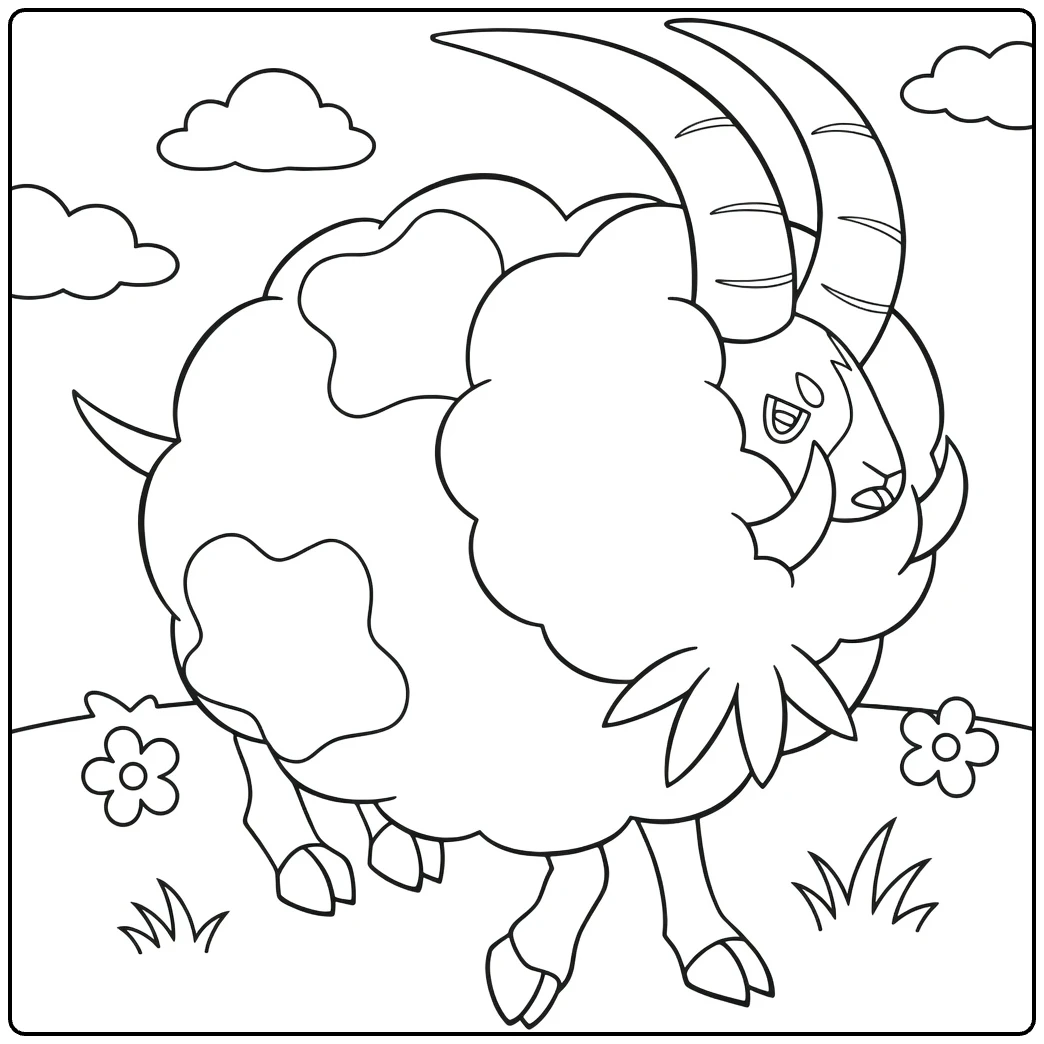 dubwool coloring page Pokemon schaap with flowers