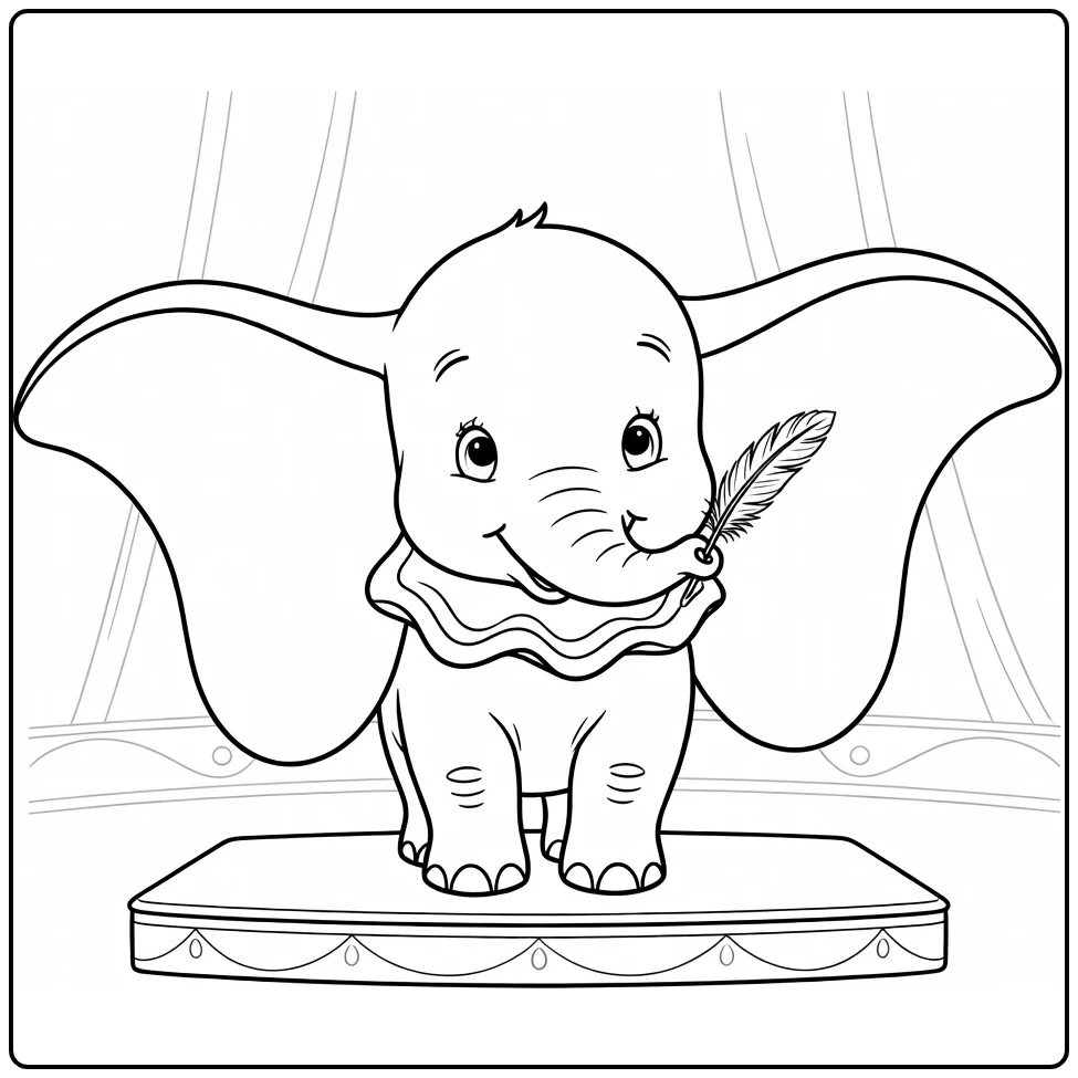 dumbo coloring page olifantje with reusachtige oren on circus