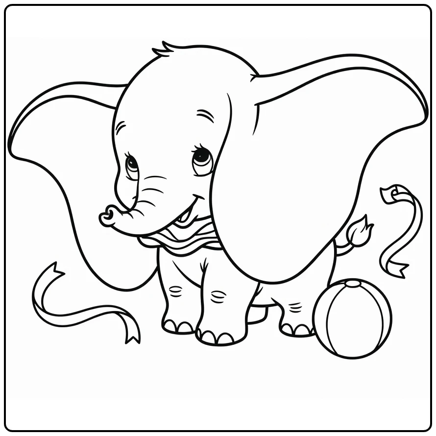 dumbo coloring page schuw baby elephant with circuskegel