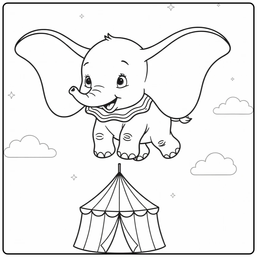 dumbo coloring page vliegende elephant with oren als vleugels