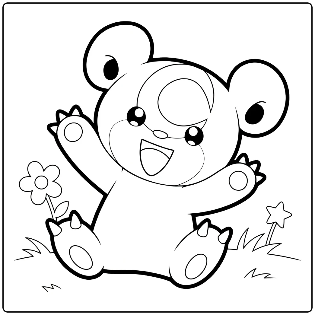 dunsparce coloring page cheerful with star and grass