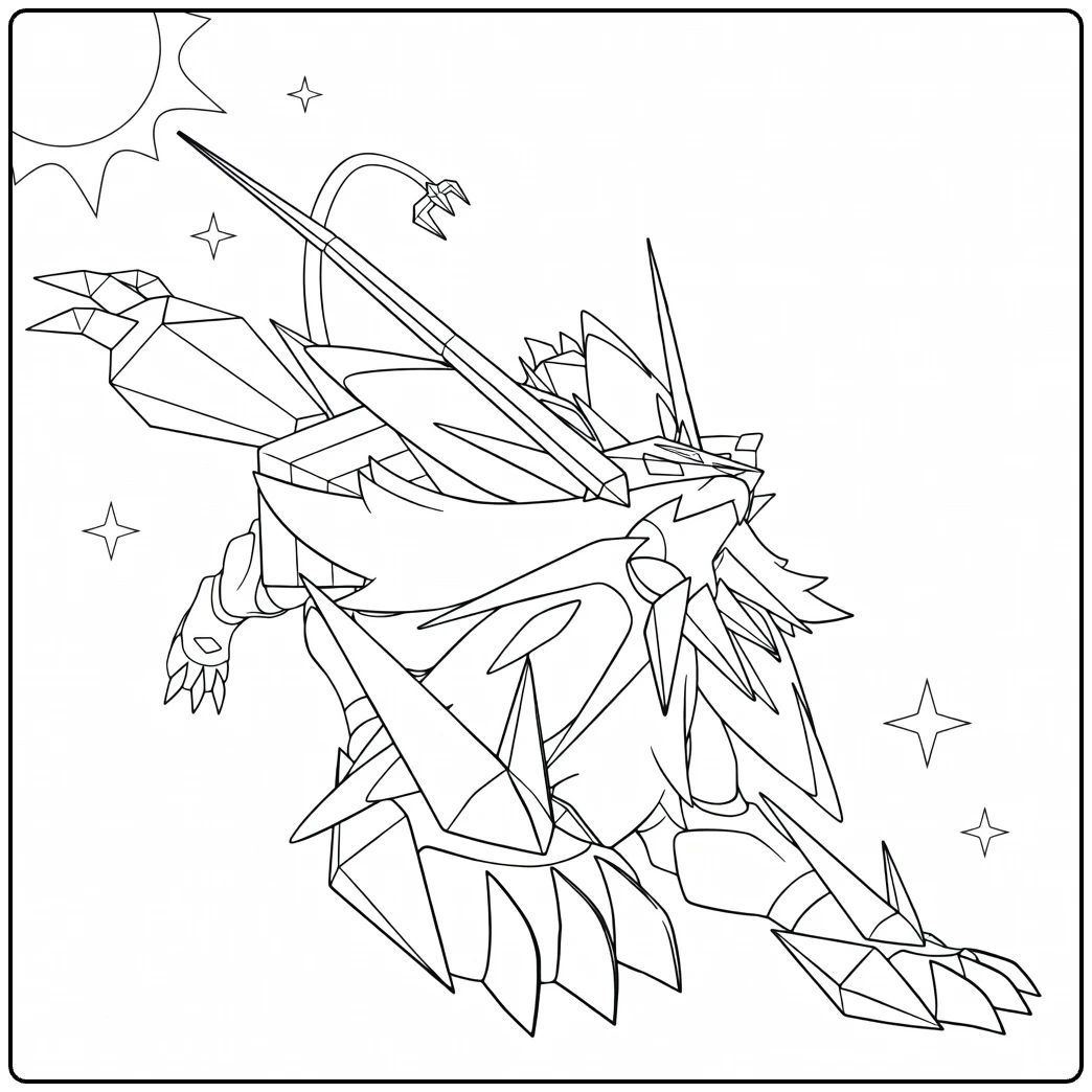Dusk Mane Necrozma in Dynamic Pose coloring page