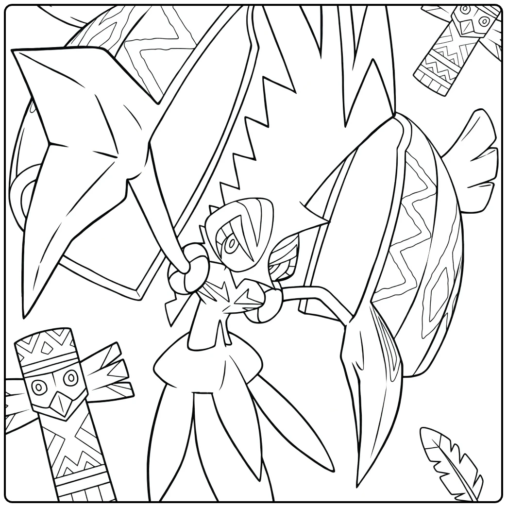 Dynamic Tapu Koko Alola Style coloring page