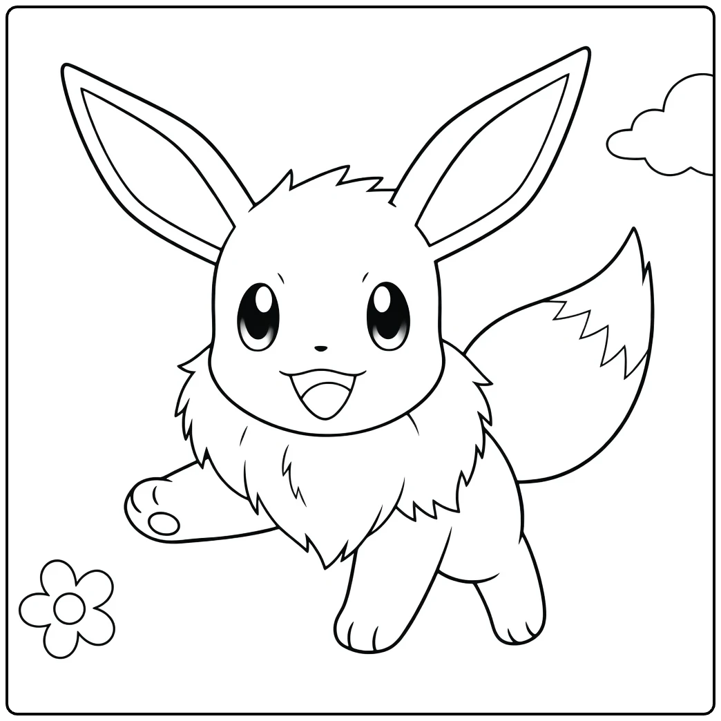 eevee Happy Rennende Eevee Clouds coloring page