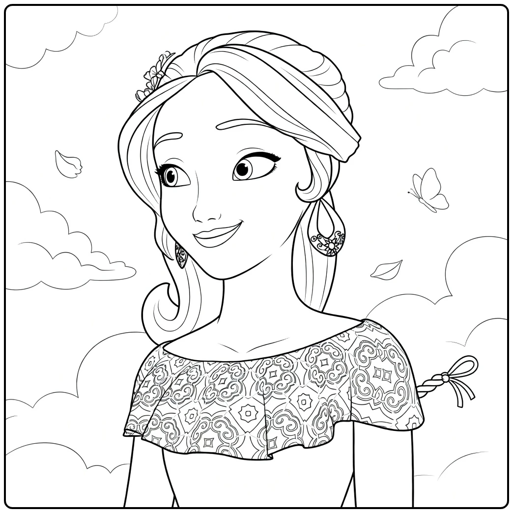 elena of Avalor Cheerful with the Princess coloring page