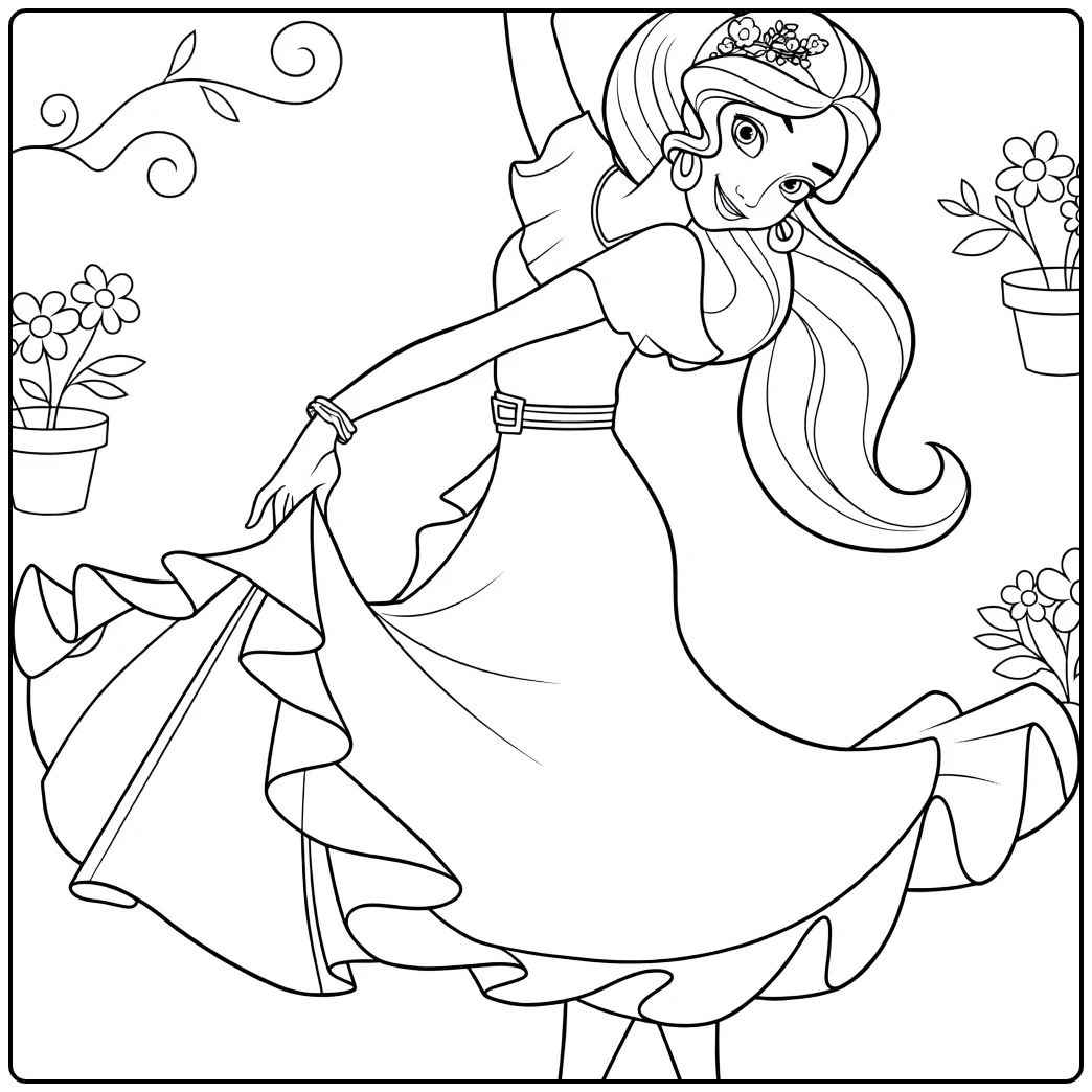 elena of Avalor a Elegante Dansende Princess coloring page