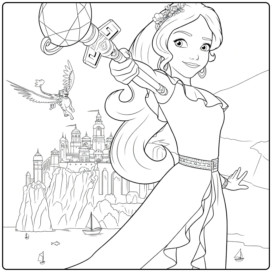 elena of Avalor Heldin in Avontuurlijke Pose coloring page