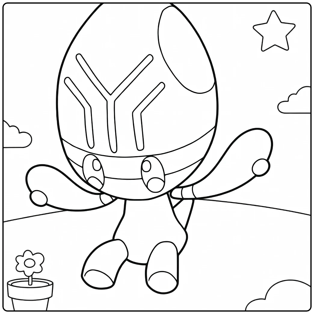 elgyem coloring page cute alien with arms wijd