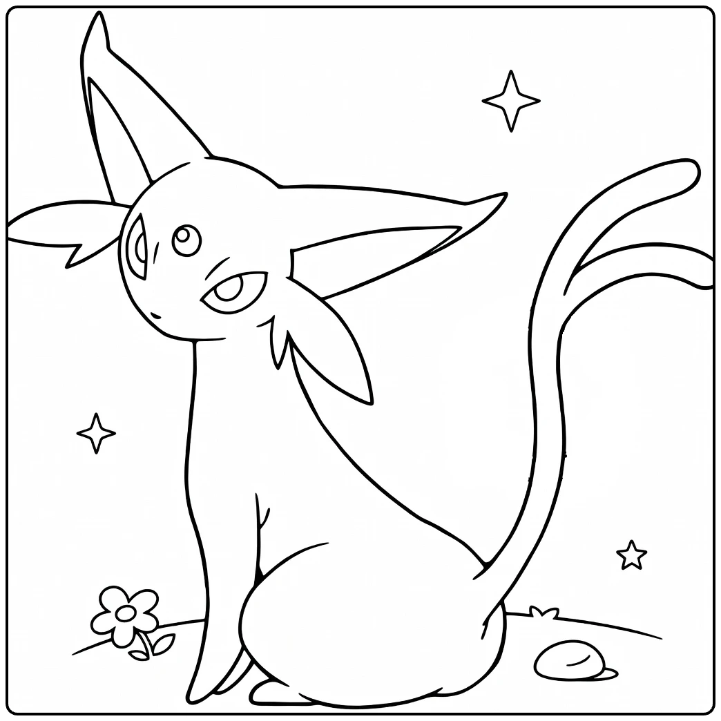 espeon coloring page of cute zittende Pokemon