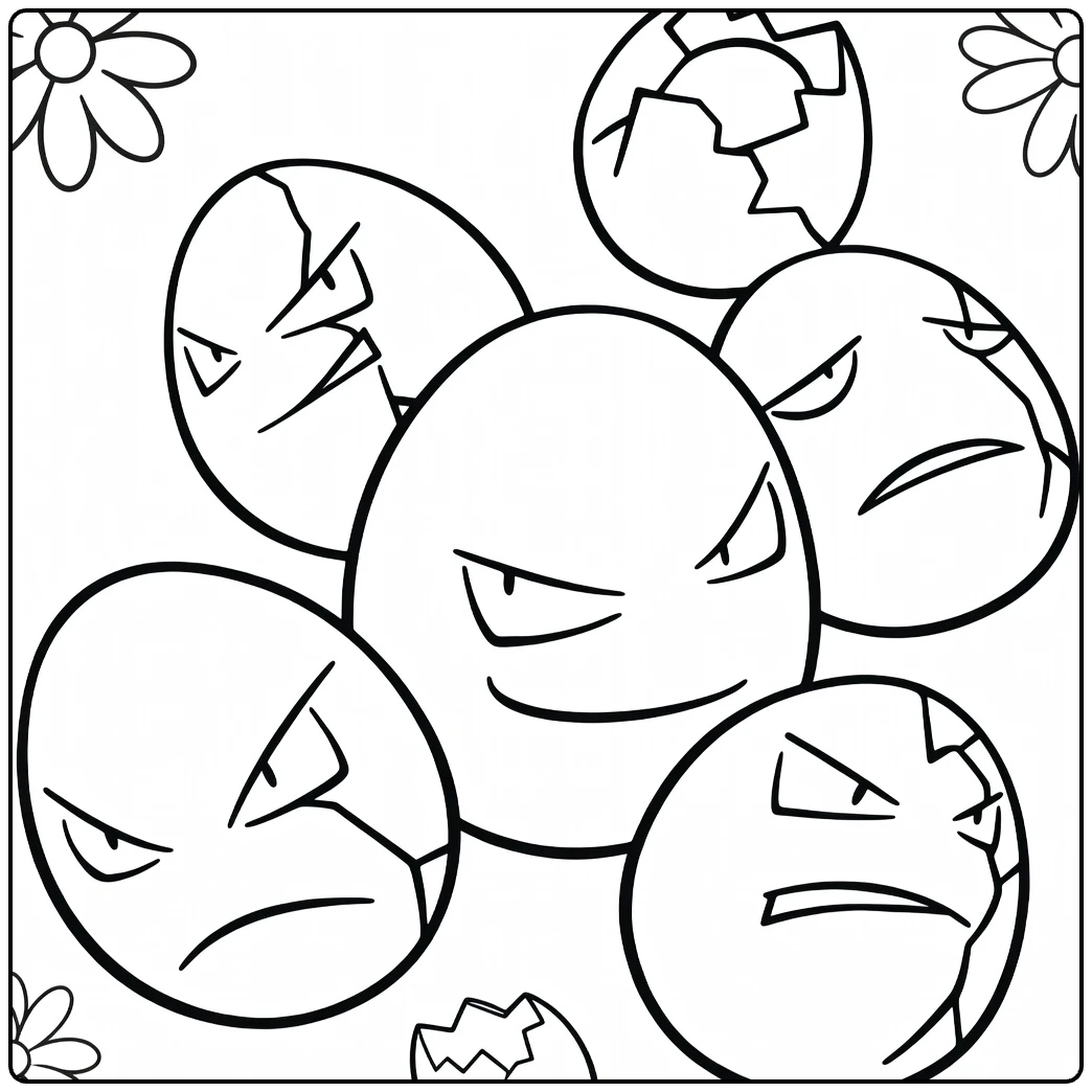 exeggcute coloring page groep kwade eigezichten