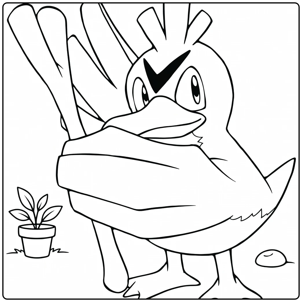 Farfetch'd Battle-ready Duck with Leek coloring page