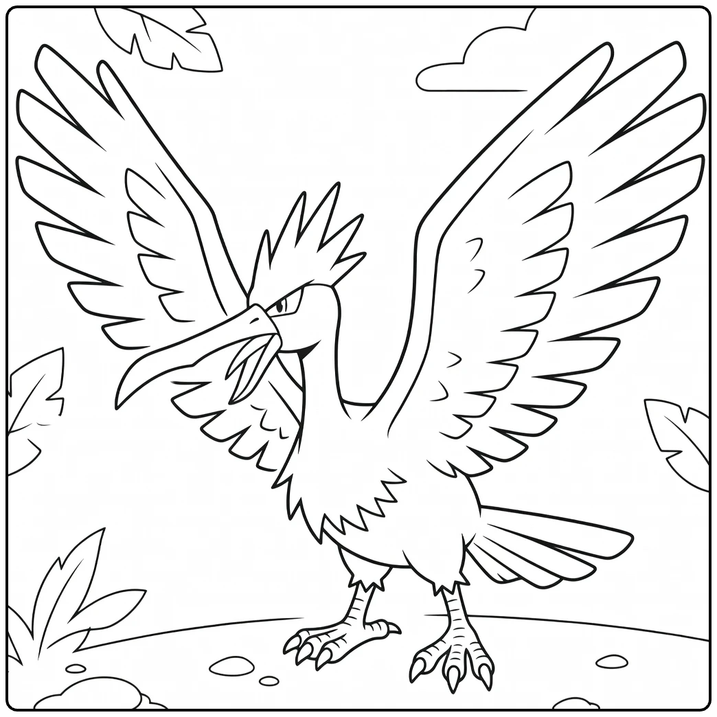 fearow Angry Vliegende Pokmon with Snavel coloring page