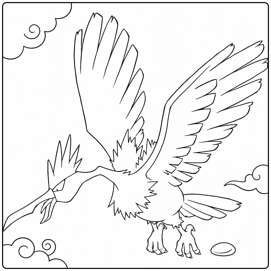 Fearow Angry Pokemon with Spread Wings coloring page