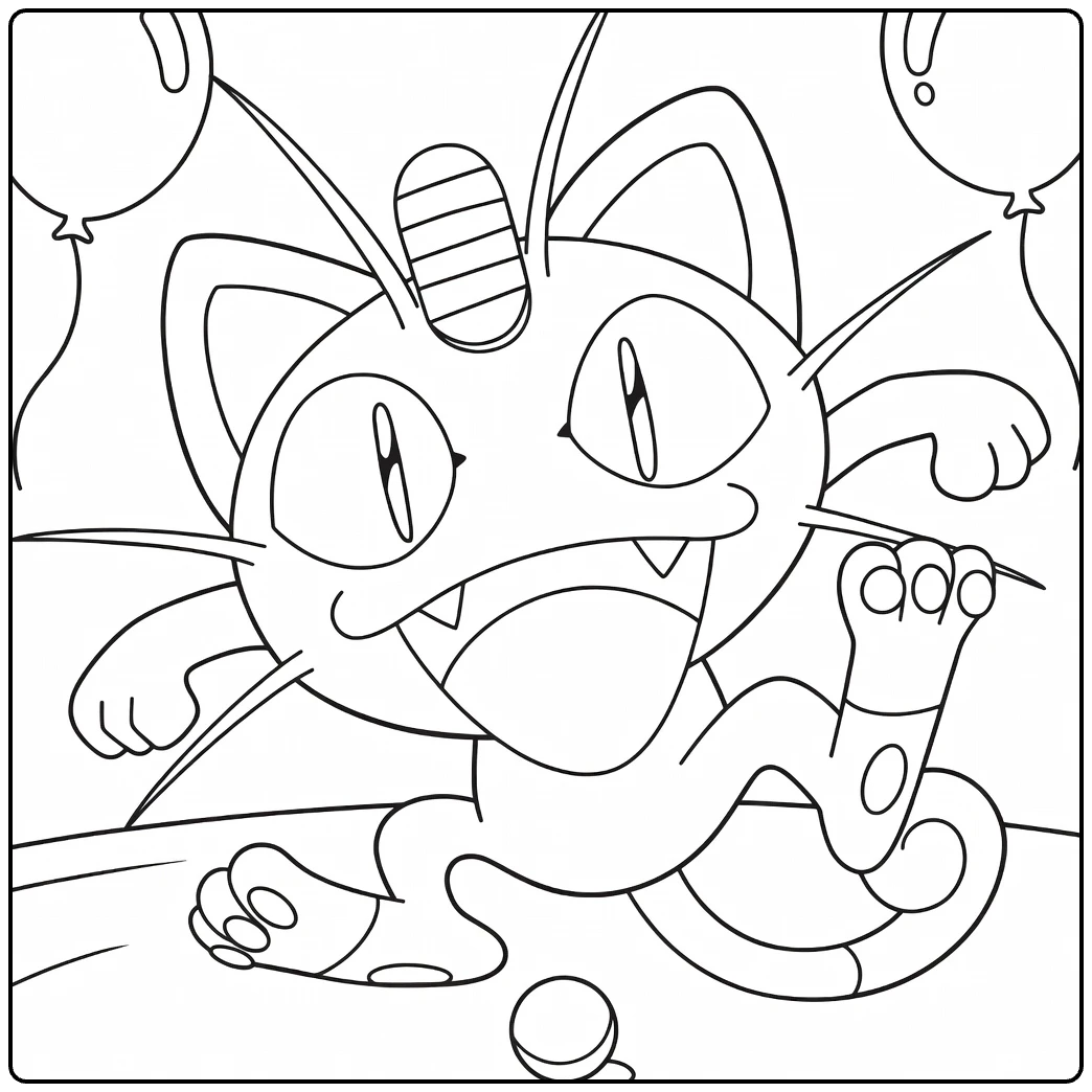 festive Meowth Rennende Cat Pokmon coloring page