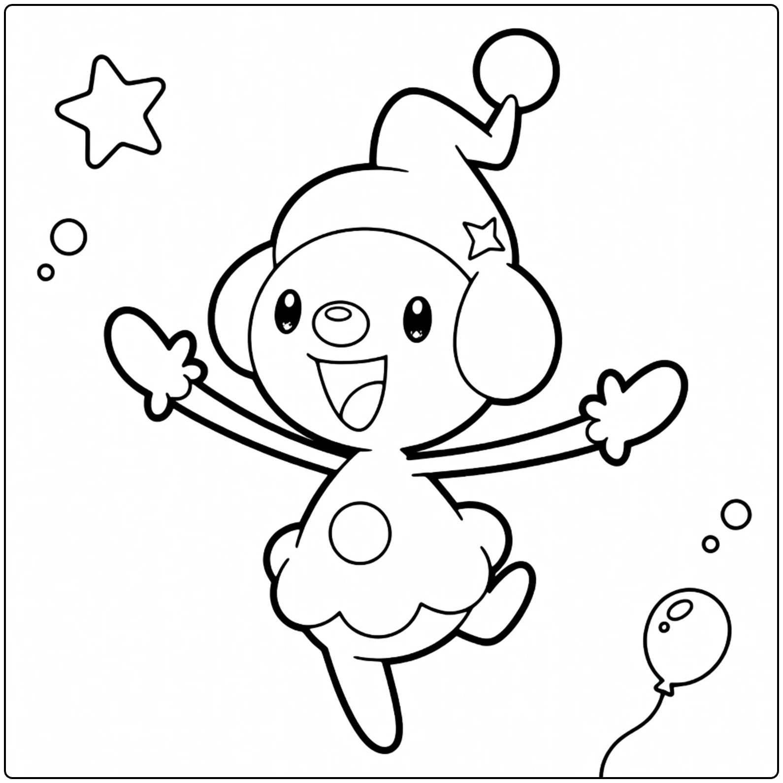 feestelijke mime jr coloring page with kerstmuts and star