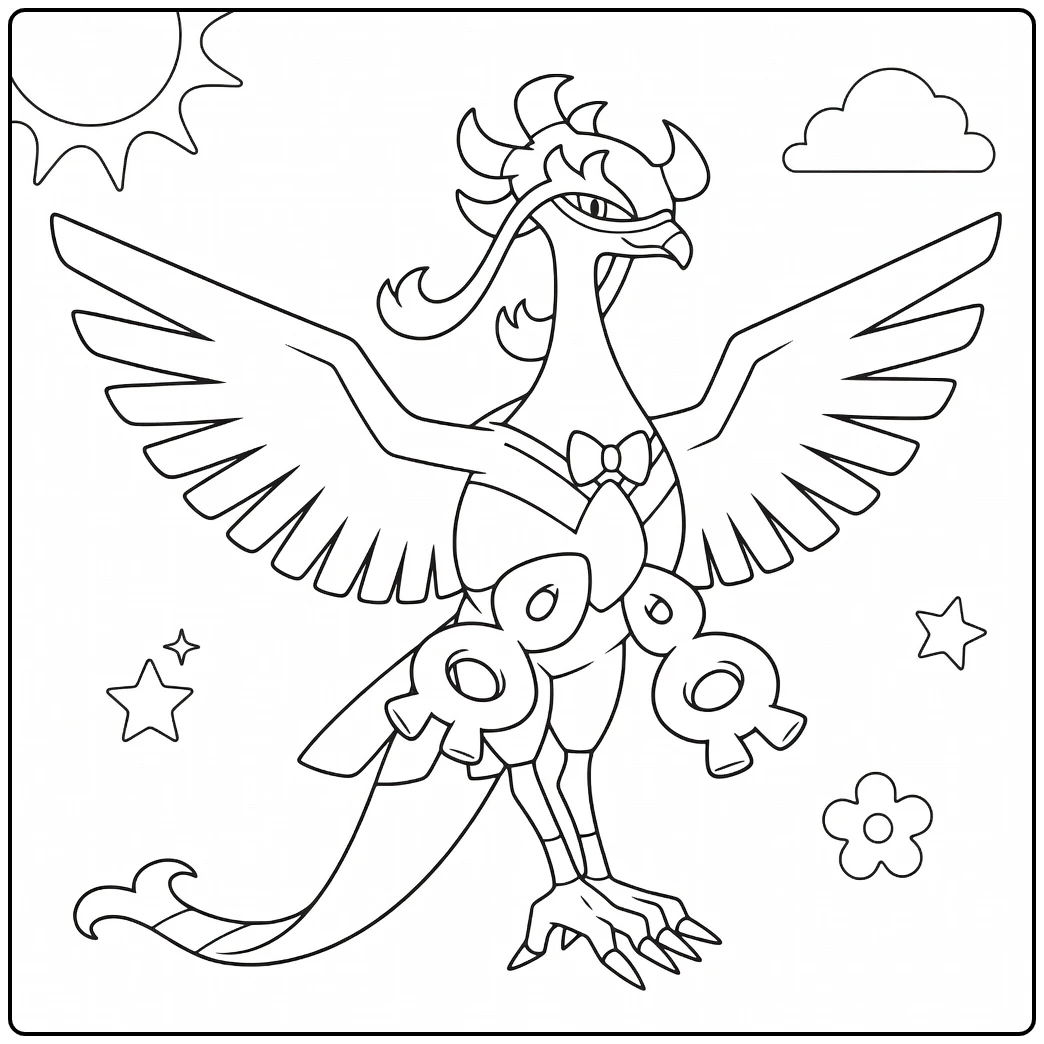 Fezandipiti Sun Clouds and Stars coloring page