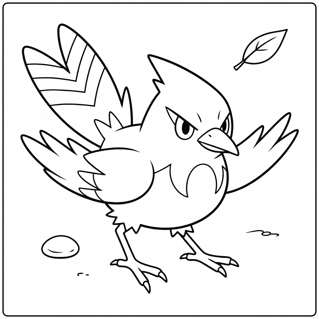 Fletchinder Angry Pokemon Bird coloring page
