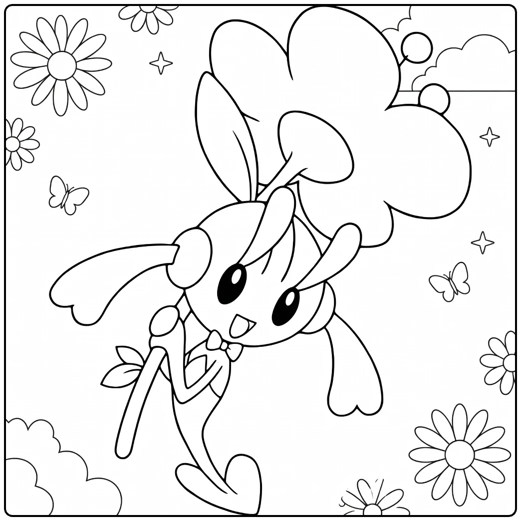 Floette Daisies and Little Stars coloring page