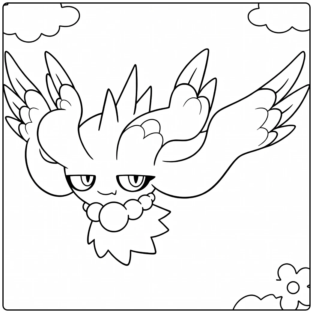 Flutter Mane Pokemon with Angry Stare coloring page