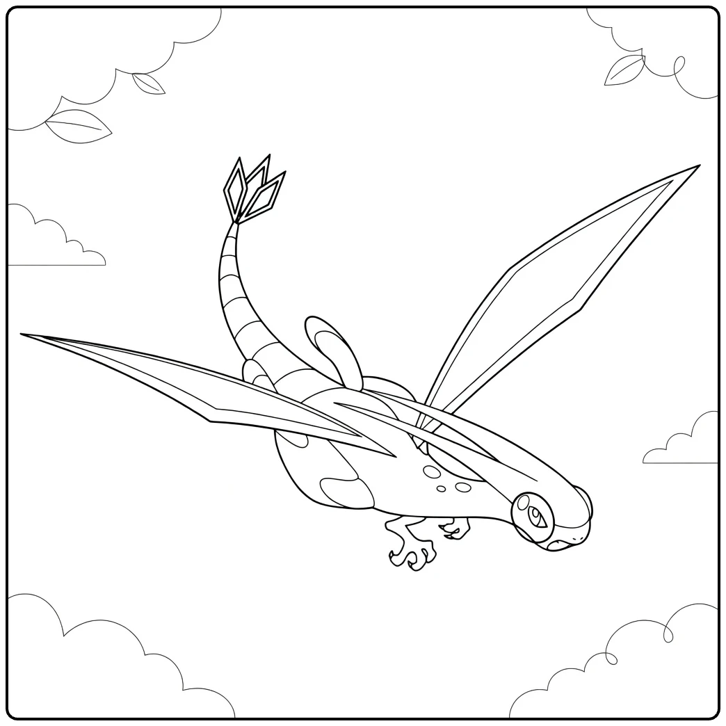 Flygon in Dynamic Flying Pose coloring page