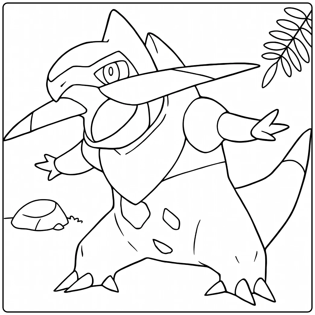 fraxure coloring page with bijlhoorns and pose