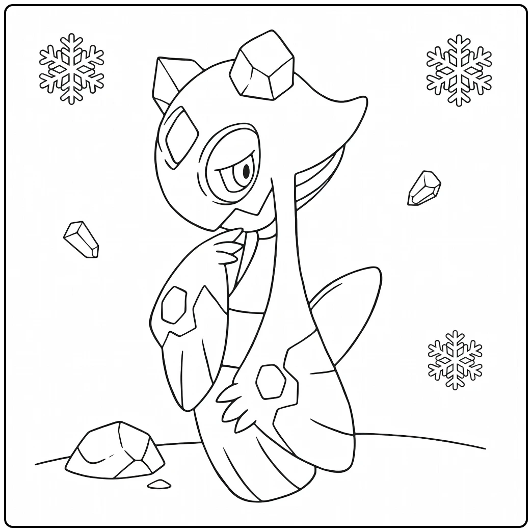 Froslass Icy Pokemon with Snow and Ice coloring page