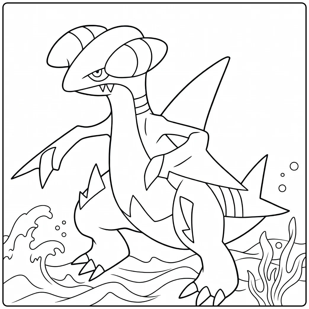 gabite coloring page dynamische oceaan adventure
