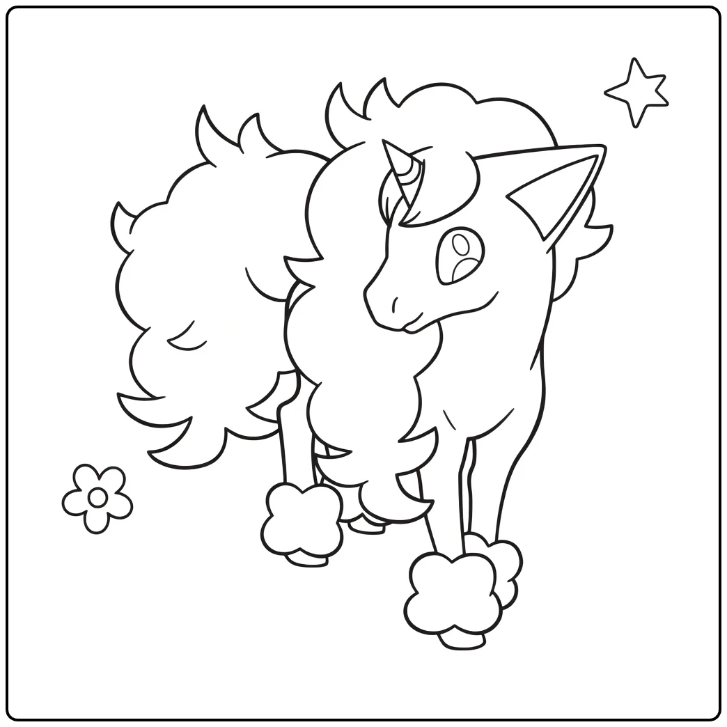 Galarian Ponyta Cute Pokemon Pony coloring page