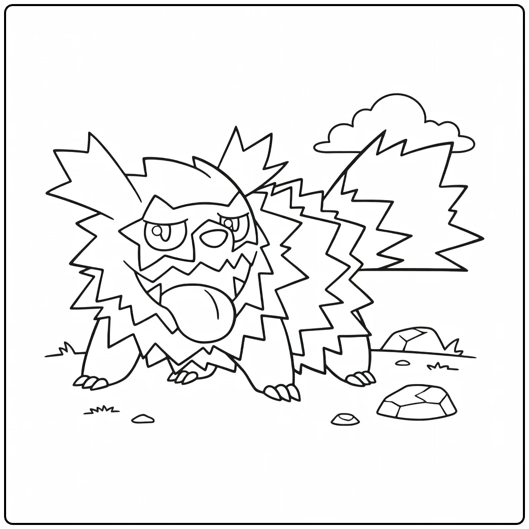 galarian zigzagoon coloring page with felle blik