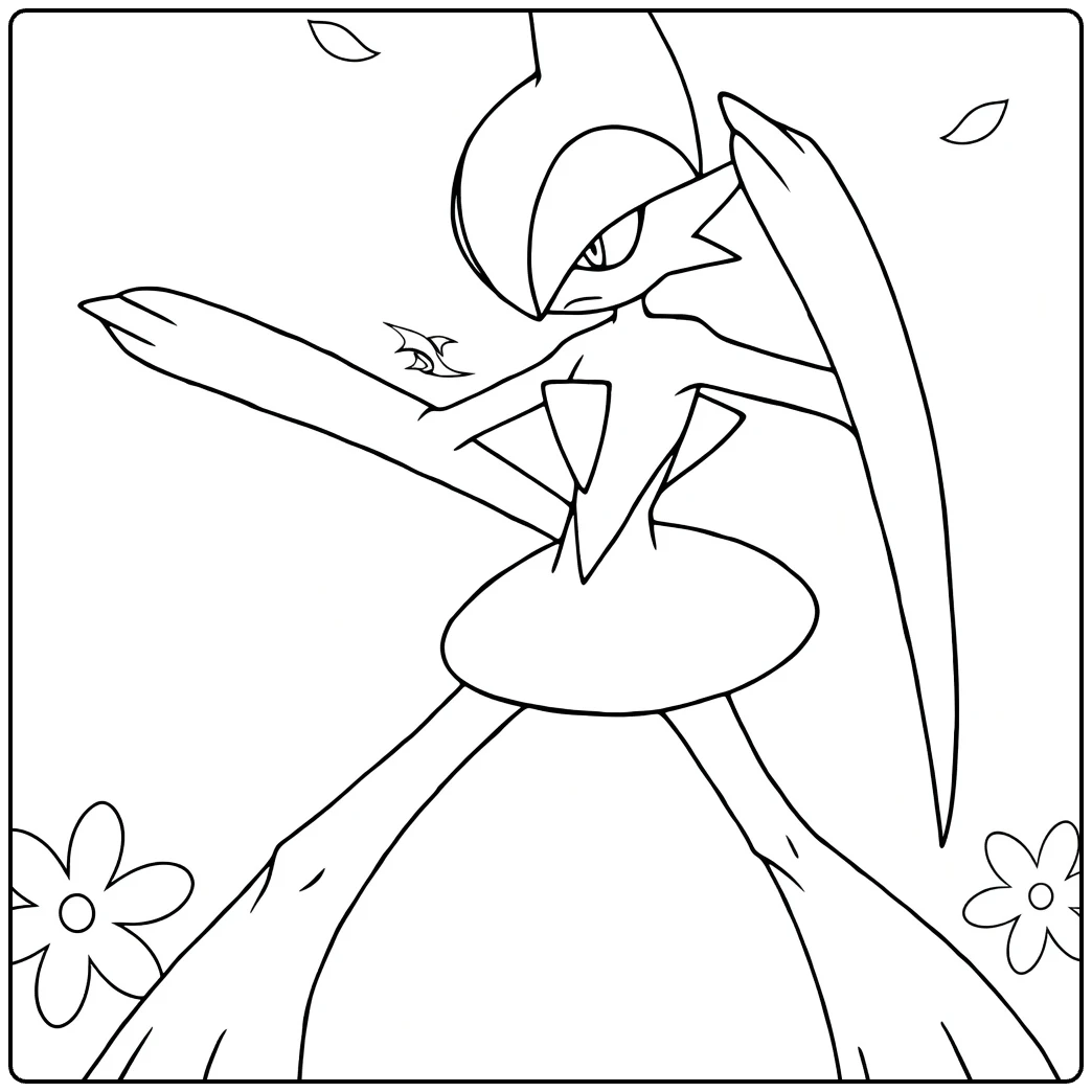 gallade coloring page tough Pokemon action