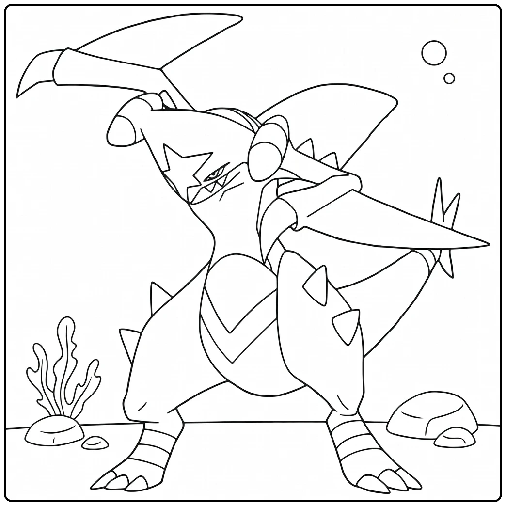 garchomp coloring page dynamische landhaai pose