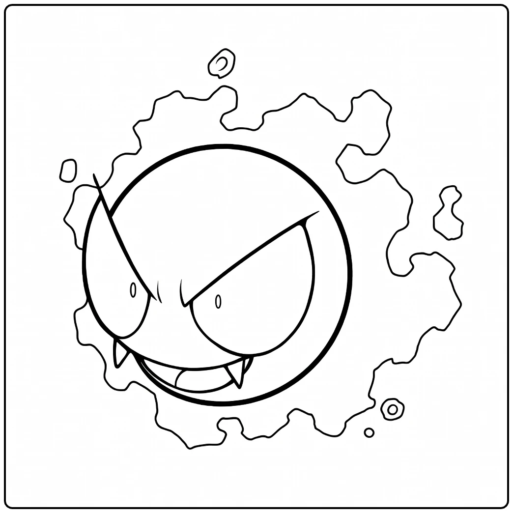 Gastly for Fans Spooky Ghost Pokemon coloring page
