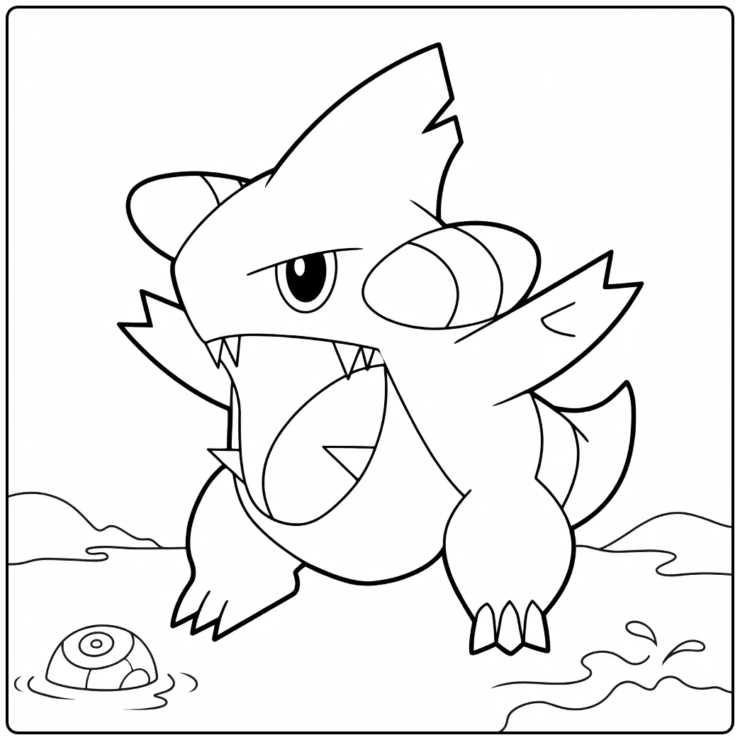 Gible Open Mond and Sharp Fins coloring page