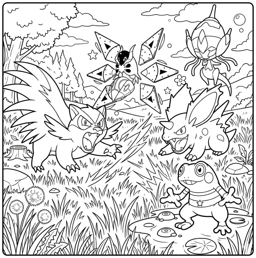 printable Poison Pokemon coloring page for kids
