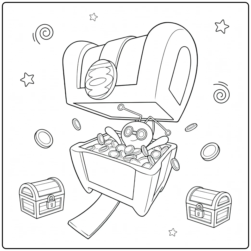 Gimmighoul Full of Treasures and Adventure coloring page