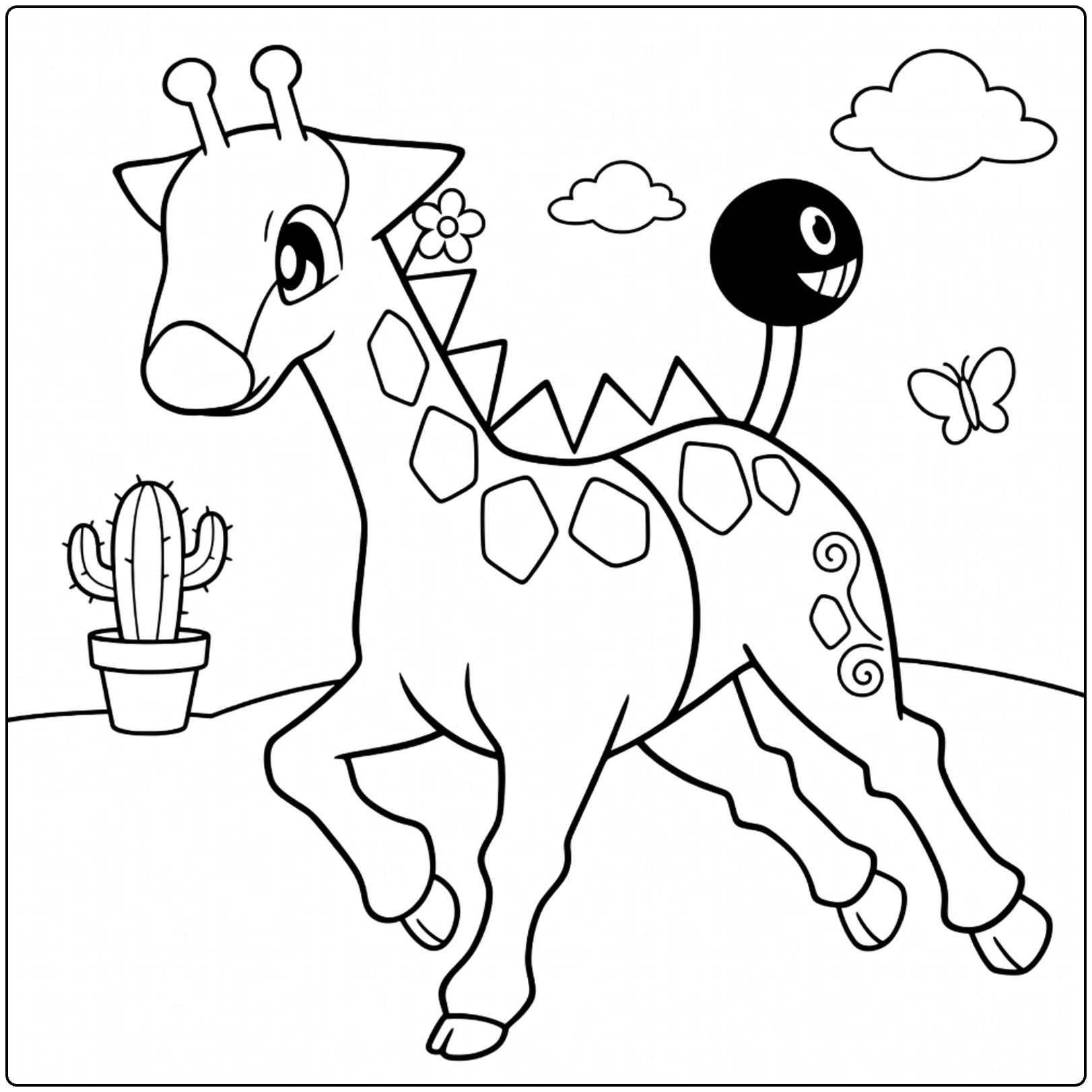 girafarig coloring page cute rennende giraf Pokemon